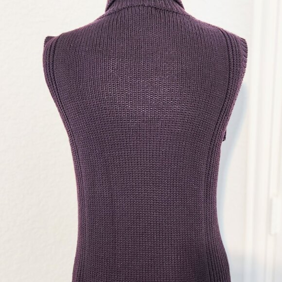 Vintage Kenneth Cole Merino Wool Sleeveless Turtleneck Eggplant Size Medium - Picture 4 of 8